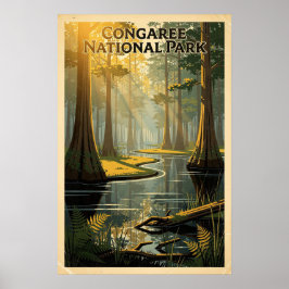Póster Parque Nacional Congaree Retro