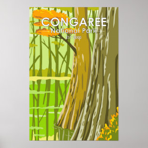 Póster Parque nacional Congaree South Carolina Art Vintag