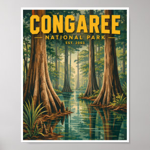 Póster Parque Nacional Congaree Vintage Viaje