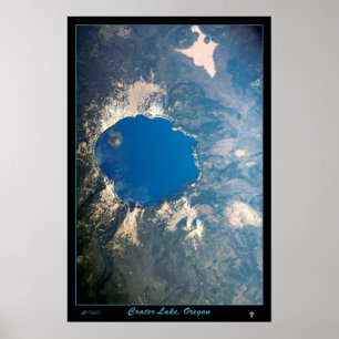 Póster Parque nacional Crater Lake, poste satelital de Or