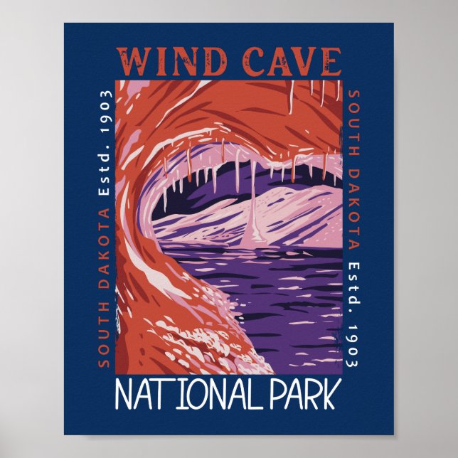 Póster Parque nacional Cueva del Viento en Dakota del Sur (Frente)
