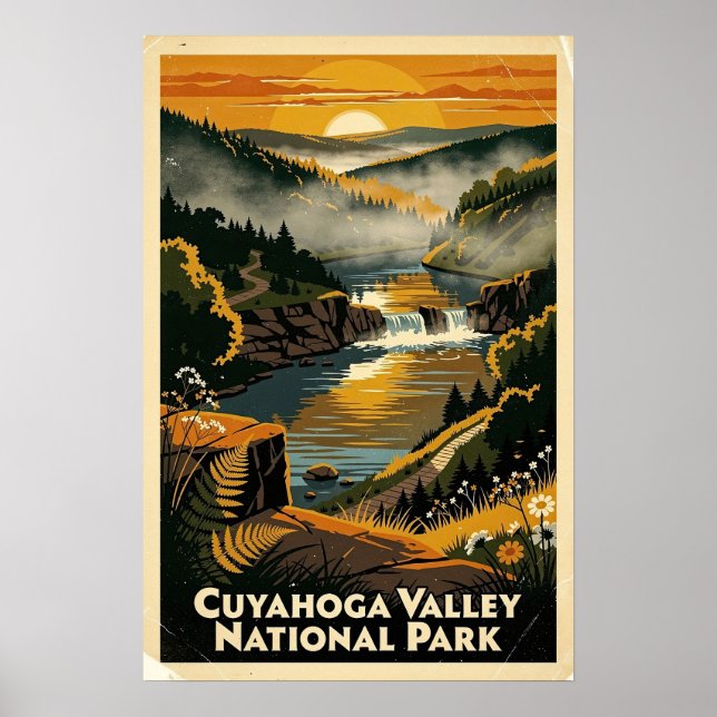 Póster Parque Nacional Cuyahoga Valley Retro (Frente)