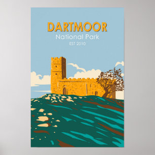 Póster Parque Nacional Dartmoor Iglesia Brentor Inglaterr