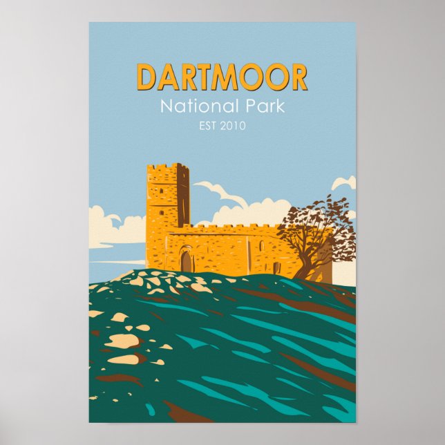 Póster Parque nacional Dartmoor Iglesia de Brentor Inglat (Frente)