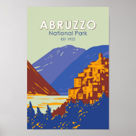 Póster Parque nacional de Abruzzo Italia Viaje Art Vintag