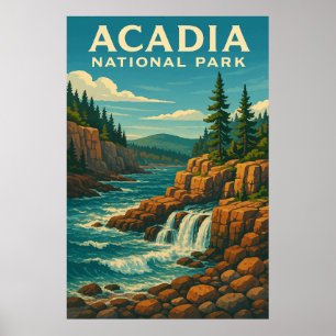 Póster Parque nacional de Acadia, Vintage