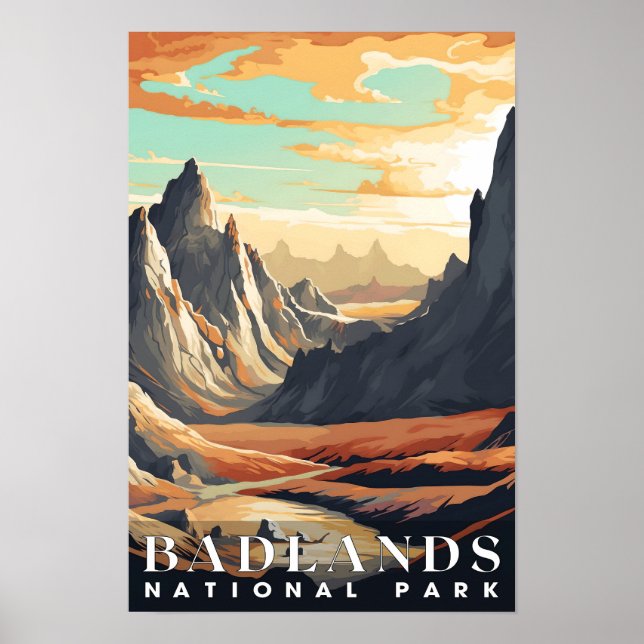 Póster Parque nacional de Badlands Resumen Paisaje natura (Frente)