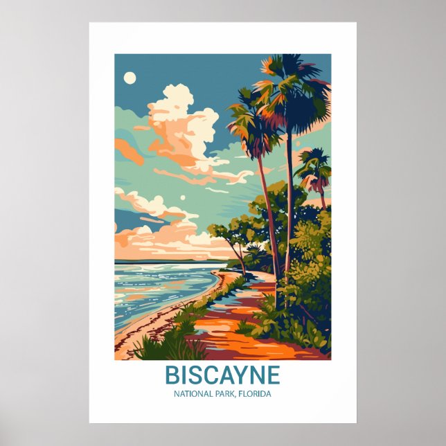 Póster Parque nacional de Biscayne Florida Parques Nacion (Frente)