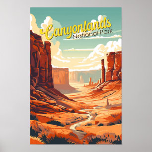 Póster Parque nacional de Canyonlands Ilustracion Retro