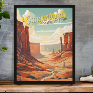 Póster Parque nacional de Canyonlands Ilustracion Retro