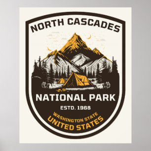 Póster Parque nacional de Cascades del Norte y naturaleza