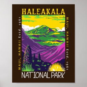 Póster Parque nacional de Haleakala, Vintage con problema