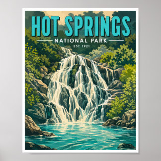 Póster Parque Nacional de Hot Springs Viaje Vintage