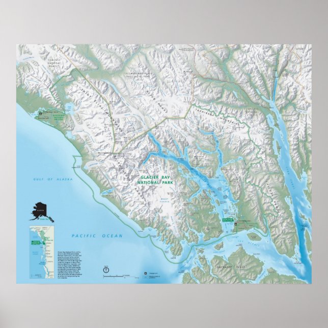 Póster Parque nacional de la Bahía del Glaciar (Frente)