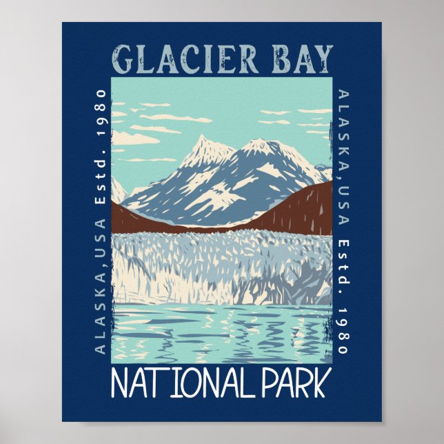 Póster Parque nacional de la Bahía del Glaciar Alaska (Frente)