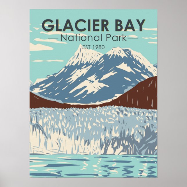 Póster Parque nacional de la Bahía del Glaciar Alaska Vin (Frente)