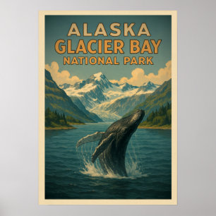 Póster Parque nacional de la Bahía del Glaciar de Alaska 
