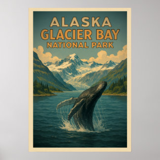 Póster Parque nacional de la Bahía del Glaciar de Alaska