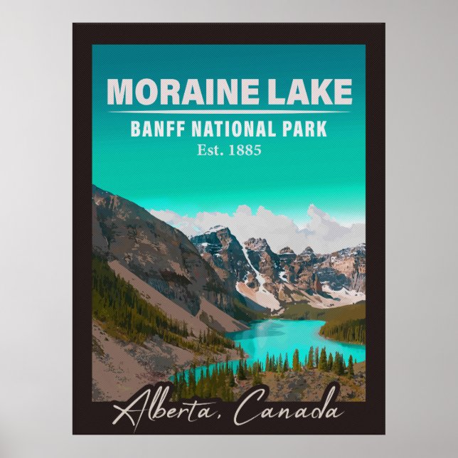 Póster Parque nacional de la Bandera de Canadá en el lago (Frente)