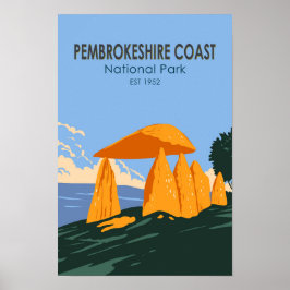 Póster Parque nacional de la costa de Pembrokeshire Pentr