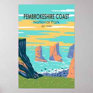 Póster Parque nacional de la costa de Pembrokeshire Vinta