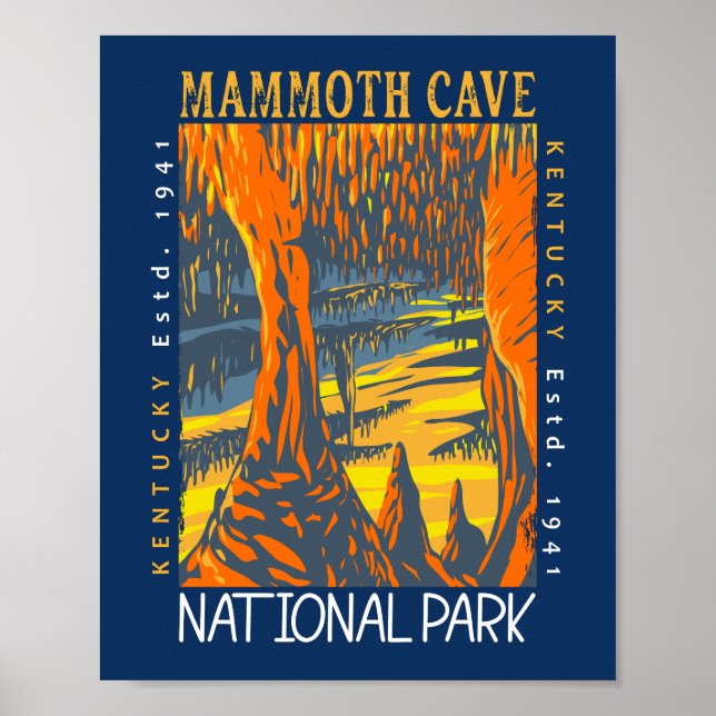 Póster Parque nacional de la Cueva Mammoth en Kentucky co (Frente)