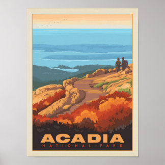 Póster Parque nacional de la montaña Cadillac Acadia, Min