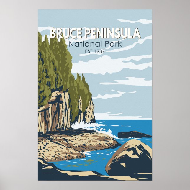 Póster Parque Nacional de la Península de Bruce Canadá Vi (Frente)