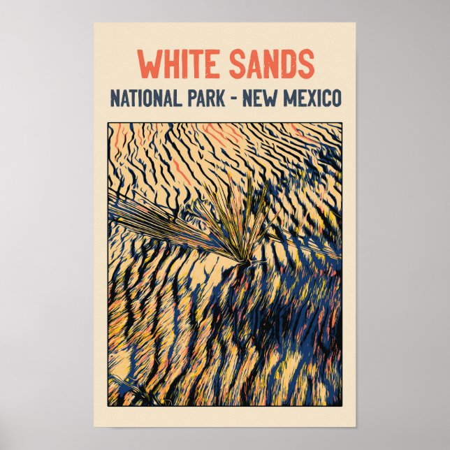 Póster Parque nacional de las Arenas Blancas, Nuevo Méxic (Frente)