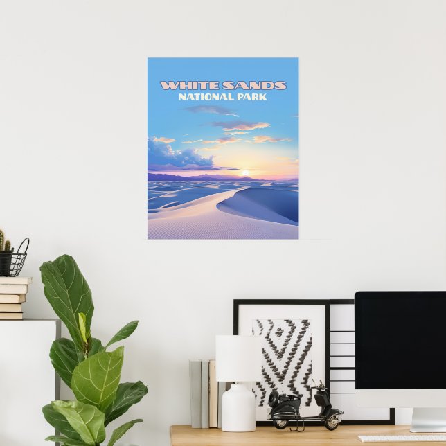 Póster Parque nacional de las Arenas Blancas Sunset Dunes (Oficina en casa)