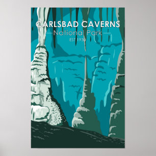 Póster Parque nacional de las Cavernas Carlsbad Vintage