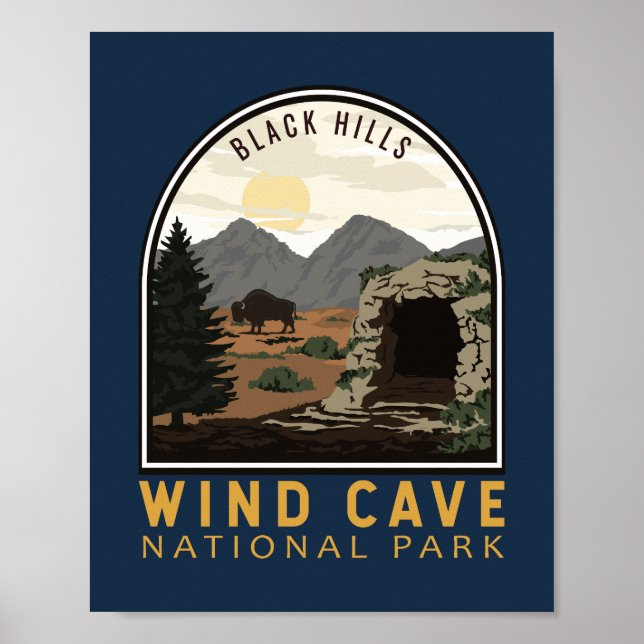 Póster Parque nacional de las Cuevas del Viento Black Hil (Frente)