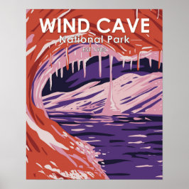 Póster Parque nacional de las Cuevas del Viento de Dakota
