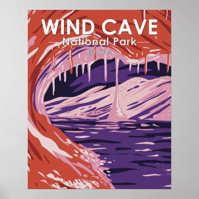 Póster Parque nacional de las Cuevas del Viento de Dakota (Frente)