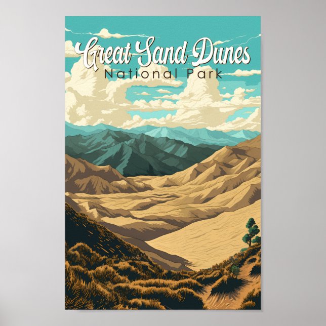 Póster Parque nacional de las Dunas de Arena Grande Ilust (Frente)