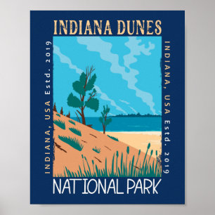 Póster Parque nacional de las dunas de Indiana Vintage co