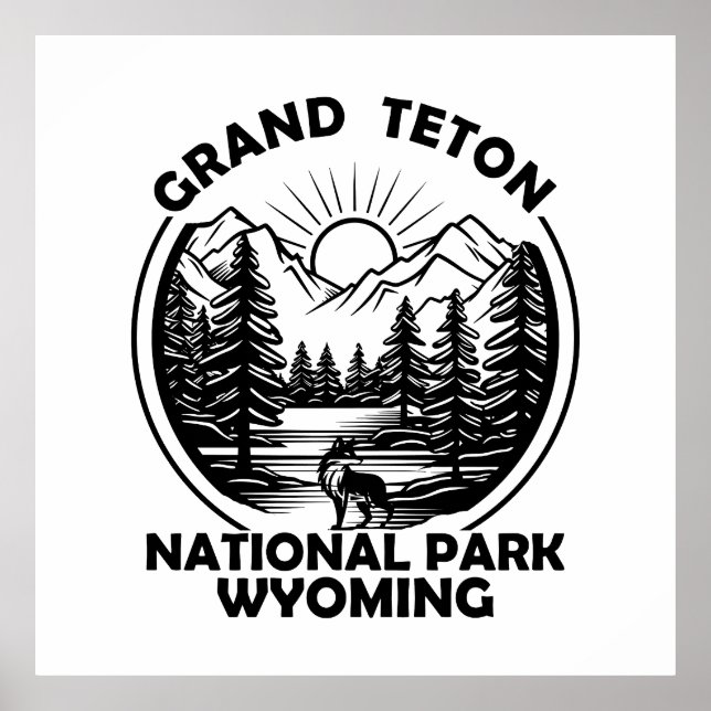Póster Parque nacional de las montañas del Gran Tetón Wyo (Frente)