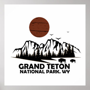 Póster Parque nacional de las montañas del Gran Tetón Wyo
