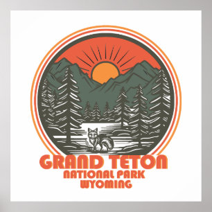 Póster Parque nacional de las montañas del Gran Tetón Wyo