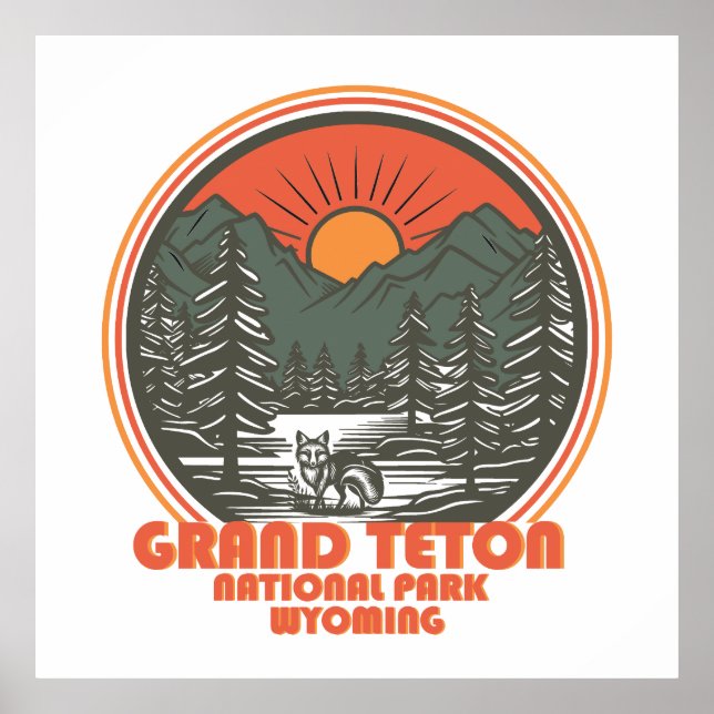 Póster Parque nacional de las montañas del Gran Tetón Wyo (Frente)