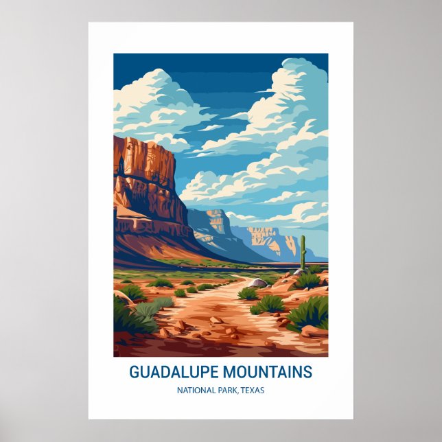 Póster Parque nacional de las Montañas Guadalupe Texas Es (Frente)