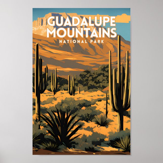 Póster Parque nacional de las Montañas Guadalupe Viajes (Frente)