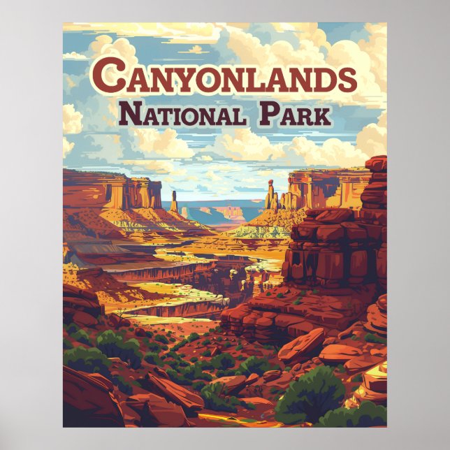 Póster Parque nacional de los Cañones, Utah Moab Retro (Frente)