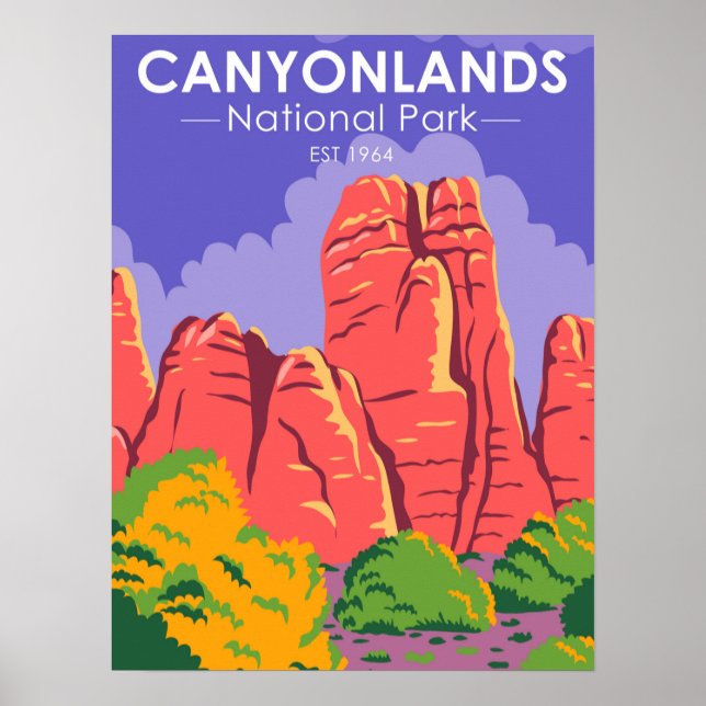 Póster Parque nacional de los Cañonlands Vintage Utah (Frente)