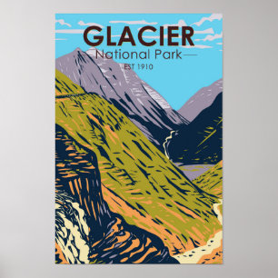 Póster Parque nacional de los glaciares en la calle Sun