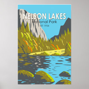 Póster Parque nacional de los Lagos de Nelson