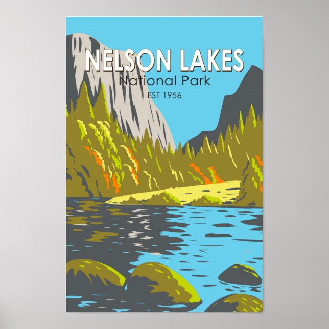 Póster Parque nacional de los Lagos de Nelson (Frente)