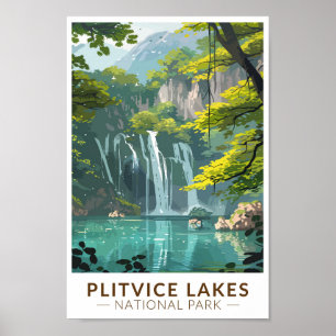 Póster Parque nacional de los lagos de Plitvice Viaje de