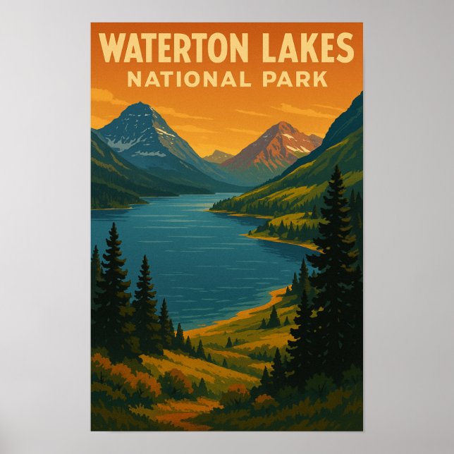 Póster Parque nacional de los Lagos de Waterton (Frente)