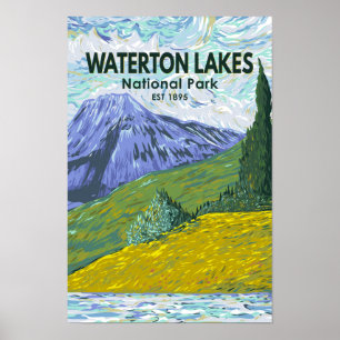Póster Parque nacional de los lagos de Waterton en Canadá
